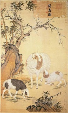 ラング・シャイニング Painting - ラング輝く羊の古い墨 ジュゼッペ・カスティリオーネ